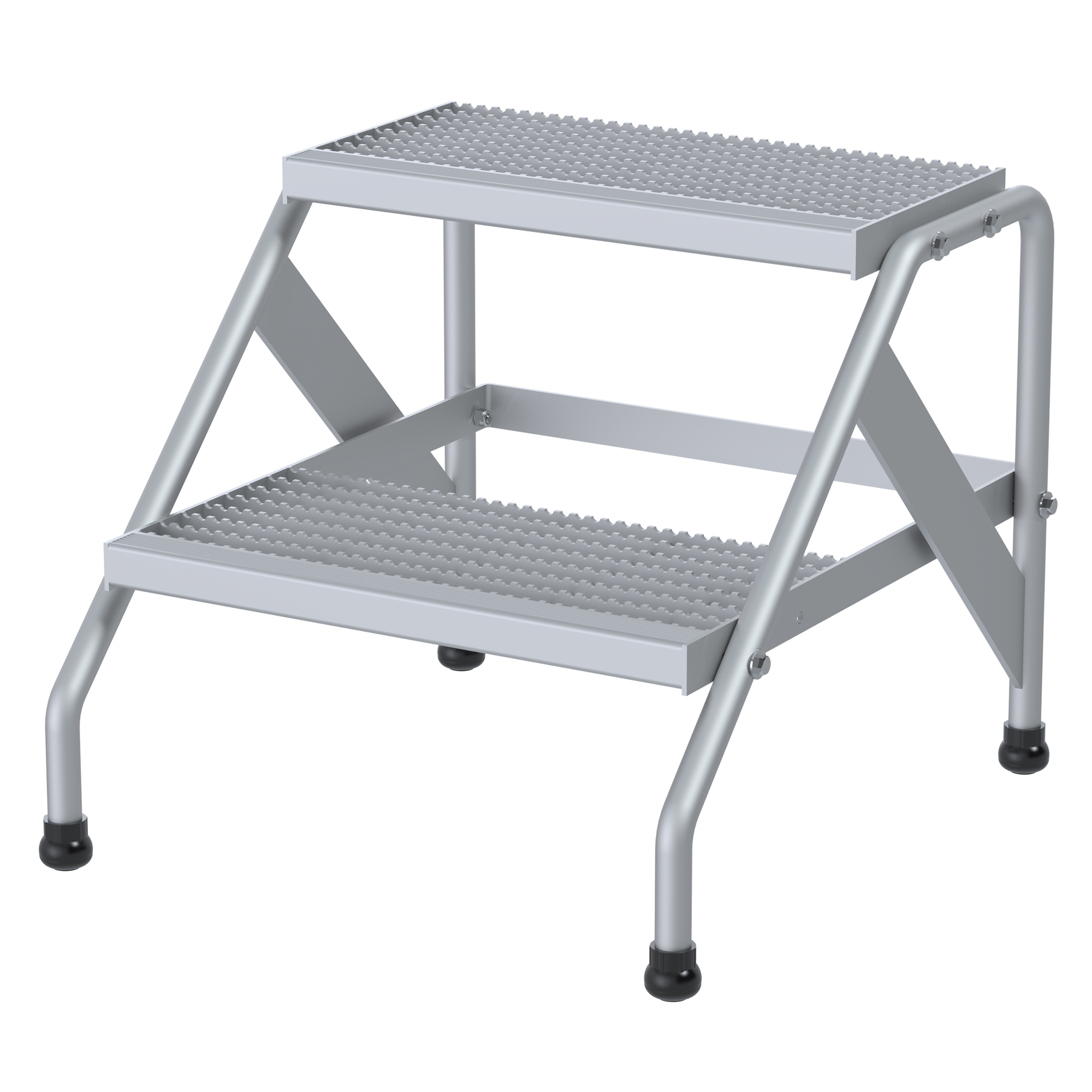 Vestil Aluminum Step Stand - 2 Steps, 500-Lb. Capacity, Serrated Surface, Rubber Tipped Legs, Model# SSA-2-KD